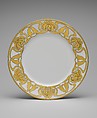 Plate, Anna B. Leonard, Porcelain, overglaze enamel decoration and gilding, American