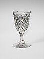 Goblet, Pressed glass, diamond thumbprint, American