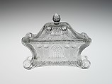 Covered Dish, Probably Boston & Sandwich Glass Company (American, 1825–1888, Sandwich, Massachusetts), Lacy pressed glass, American