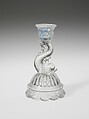Candlestick, Pressed colorless and opalescent glass, American