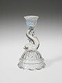 Candlestick, Pressed colorless and opalescent glass, American