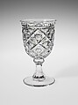 Goblet, Pressed glass, diamond thumbprint, American