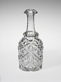 Quart Decanter, Pressed glass, diamond thumbprint, American