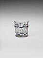 Whiskey Taster, Lacy pressed glass, painted decoration