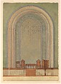 Design for Chancel wall for First Reformed Church, Albany, NY, Louis C. Tiffany (American, New York 1848–1933 New York), Watercolor, pen and ink, aluminum wash, and graphite on wove paper, American