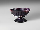Sauce Dish, Challinor, Taylor and Company American, Pressed purple marble glass, American