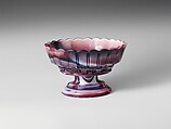 Sauce Dish, Challinor, Taylor and Company American, Pressed purple marble glass, American