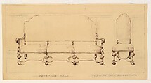 Design for furniture, Louis C. Tiffany American, Pen and brown ink, and graphite on tracing paper, American