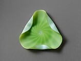 Plate, Blown satin green with white opaque glass, British