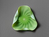 Plate, Blown satin green with white opaque glass, British
