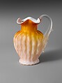 Pitcher, Blown satin pink glass, American or British