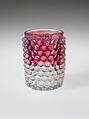 Tumbler, Hobbs, Brockunier and Company  American, Pressed cranberry, colorless and opalescent glass, American