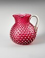 Hobnail Pitcher, Hobbs, Brockunier and Company  American, Pressed cranberry, opalescent and colorless glass, American