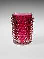 Tumbler, Hobbs, Brockunier and Company  American, Pressed cranberry glass, American