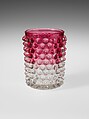 Tumbler, Hobbs, Brockunier and Company  American, Pressed colorless and cranberry glass, American