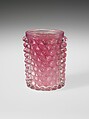 Tumbler, Hobbs, Brockunier and Company  American, Pressed colorless and opaque cranberry glass, American