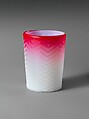 Tumbler, Blown satin white and cranberry glass