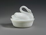 Figure Dish, McKee and Brothers  American, Pressed white opaque glass, American