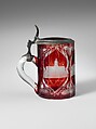 Tankard, Ruby-flashed glass, cut and engraved