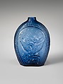 Flask, Possibly Kentucky Glass Works (ca. 1850–55), Free-blown molded blue glass, American