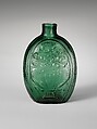 Flask, Attributed to Coventry Glass Works (1813–1850), Free-blown molded green glass, American