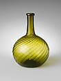 Bottle, Blown pattern-molded glass, American