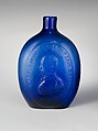 Flask, Dyottville Glass Works (1833–1923), Free-blown molded blue glass, American