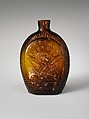 Flask, Attributed to Kentucky Glass Works (ca. 1850–55), Free-blown molded amber glass, American