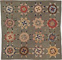 Quilt, Star of Bethlehem pattern variation, Ellen Morton Littlejohn (1826–1899), Silk and cotton, American