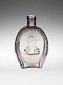 Flask, Attributed to Baltimore Glass Works (1800–ca. 1890), Free-blown molded blue glass, American