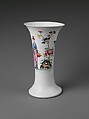 Beaker, Opaque glass with enamel decoration, British