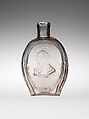 Flask, Attributed to Baltimore Glass Works (1800–ca. 1890), Free-blown molded blue glass, American