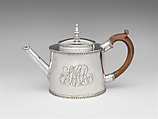Teapot, John Letelier Sr. (ca. 1740–1798), Silver, American