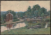 Evening at the Lock, Napanoch, New York, Theodore Robinson (1852–1896), oil on canvas, American