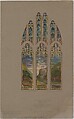 Suggestion for window, the three crosses on Calvary, All Saints' Church, Atlanta, Georgia, Louis C. Tiffany (American, New York 1848–1933 New York), Watercolor, ink, and graphite on artist board in original shaped matt, American