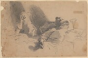 Sleeping Man, John Singer Sargent (American, Florence 1856–1925 London), Graphite on off-white wove paper, American