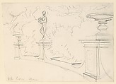 Garden at Villa Corsini, Florence, John Singer Sargent (American, Florence 1856–1925 London), Graphite on off-white wove paper, American