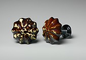 Curtain Knob, Mottled brown earthenware, American