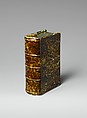 Book flask, United States Pottery Company (1852–58), Mottled brown earthenware, American
