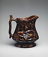 Pitcher, Mottled brown earthenware, American