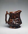 Pitcher, Mottled brown earthenware, American