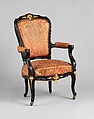Armchair, Auguste-Emile Rinquet-Leprince (1801–1886), Applewood or pearwood, ebonized walnut, beech, and gilt bronze mounts, American or French