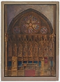 Design for a chancel, Louis C. Tiffany (American, New York 1848–1933 New York), Watercolor, pen and colored inks, colored pencils, and graphite on artist board in original warm grey window mat, American
