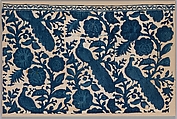 Partial curtain, blue-resist textile, Cotton, painted and block-printed resist, dyed, Indian textile for American market