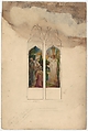 Angel Appearing to Three Marys at the Tomb, Louis C. Tiffany (American, New York 1848–1933 New York), Watercolor, gouache, graphite, and black ink on artist board, American