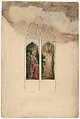 Angel Appearing to Three Marys at the Tomb, Louis C. Tiffany (American, New York 1848–1933 New York), Watercolor, gouache, graphite, and black ink on artist board, American