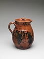 Covered Pitcher, Earthenware, American