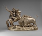 The Buffalo Hunt, Theodore Baur (American, (born Germany) 1835–after 1902), Silvered tin alloy, American