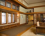The Metropolitan Museum of Art, Frank Lloyd Wright Room, 1912-1914 (Wayzata, Minnesota) (Gallery 745) Living Room from the Francis W. Little House: Windows and paneling, Frank Lloyd Wright (American, Richland Center, Wisconsin 1867–1959 Phoenix, Arizona), Oak, leaded glass, American