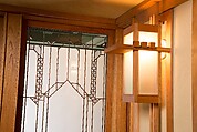 The Metropolitan Museum of Art, Frank Lloyd Wright Room, 1912-1914 (Wayzata, Minnesota) (Gallery 745) Living Room from the Francis W. Little House: Windows and paneling, Frank Lloyd Wright (American, Richland Center, Wisconsin 1867–1959 Phoenix, Arizona), Oak, leaded glass, American